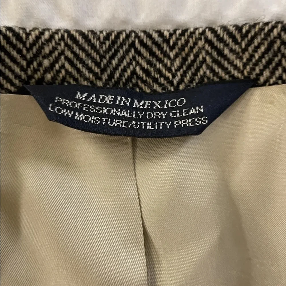 LANDS’ END vintage Wool Herringbone 2 Button Sports‎ Jacket Size 44R